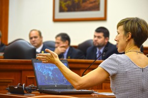 The League's Samantha Harkins testifies about the value of placemaking before the Michigan House Tourism committee on November 4, 2015.