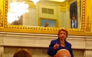 U.S. Senator Debbie Stabenow, D-Michigan, speaks to Michigan Municipal League members in Washington D.C. during the NLC Congressional City Conference Tuesday, March 8, 2016.